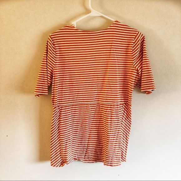 J. Jill Tops Jjill Striped Orange Peplum Tee Poshmark